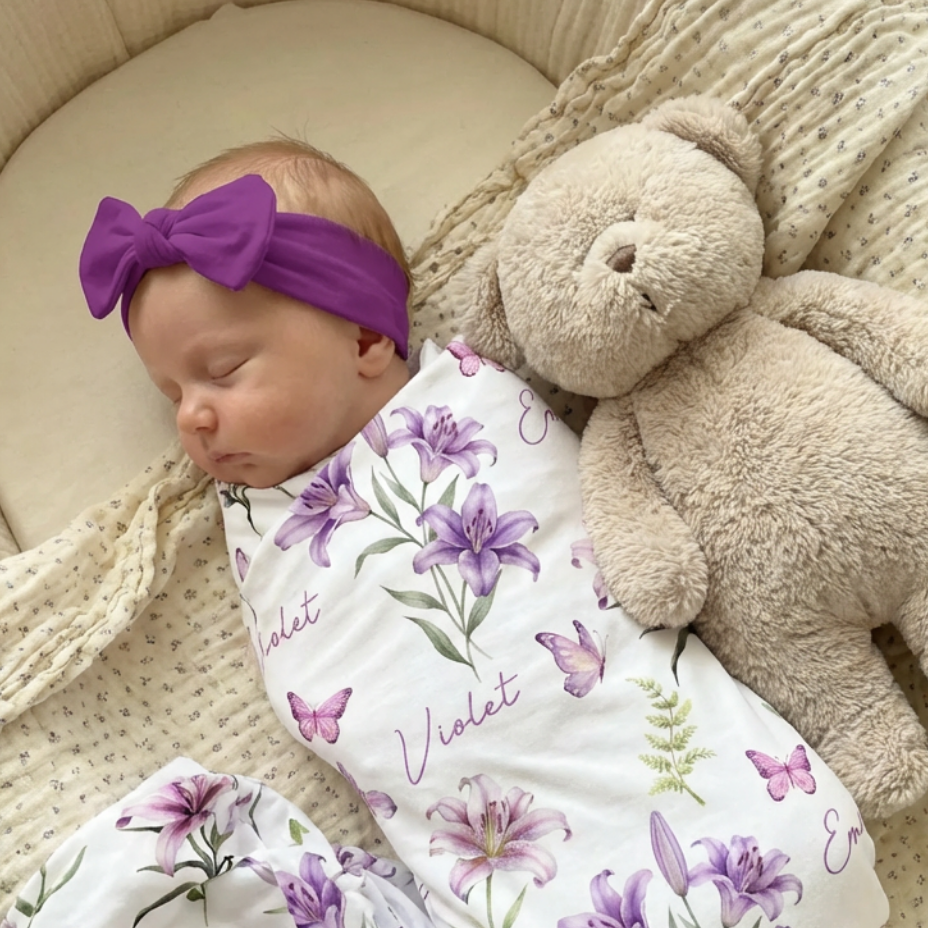 Personalized Bow Headband in Violet