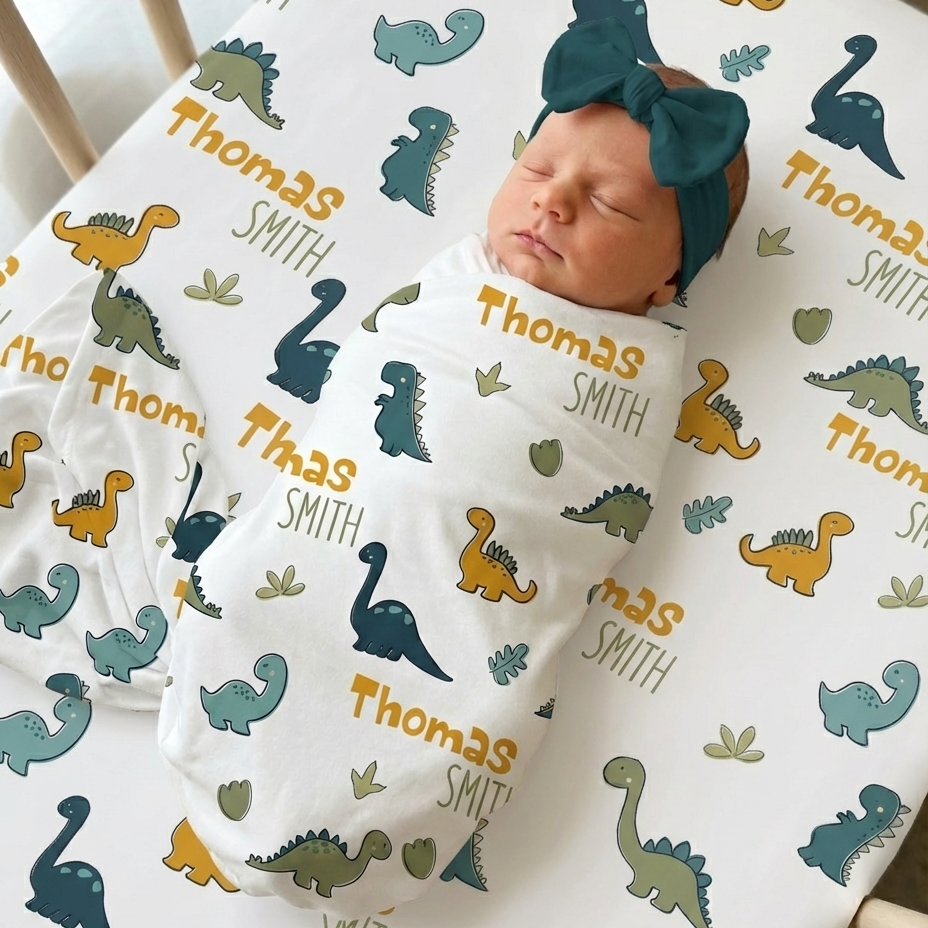 Personalized Swaddle in Mini Dinosaur