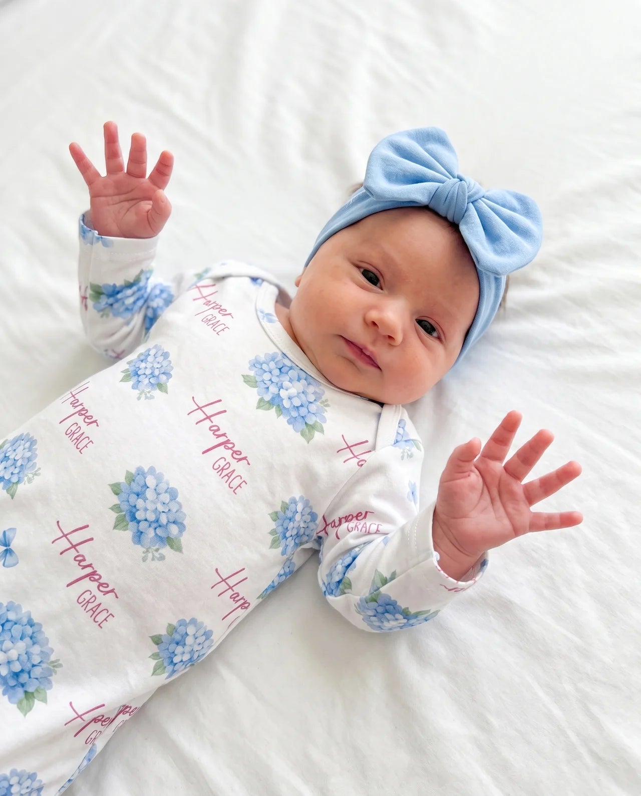 Personalized Sleep Gown in Blue Hydrangea