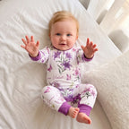 Personalized Long-sleeved Snap Romper in Purple Lilys
