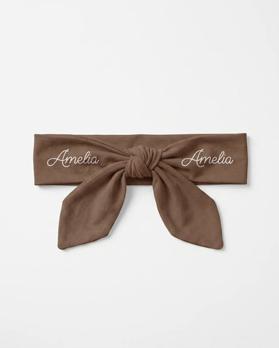 Personalized Knotted Headband in Brown