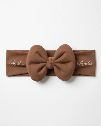 Personalized Bow Headband in Brown