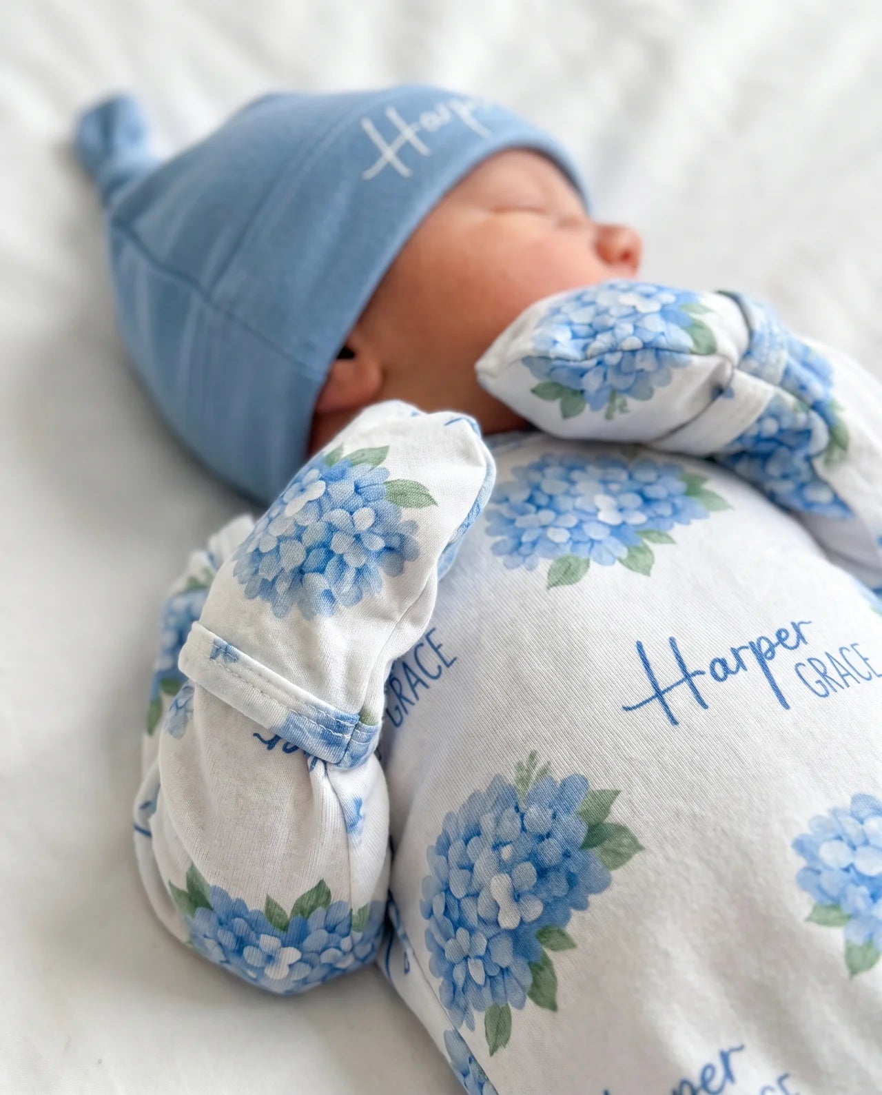 Personalized Sleep Gown in Blue Hydrangea