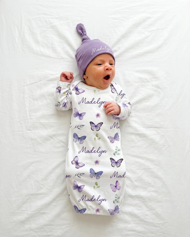 Personalized Sleep Gown in Purple Butterfly
