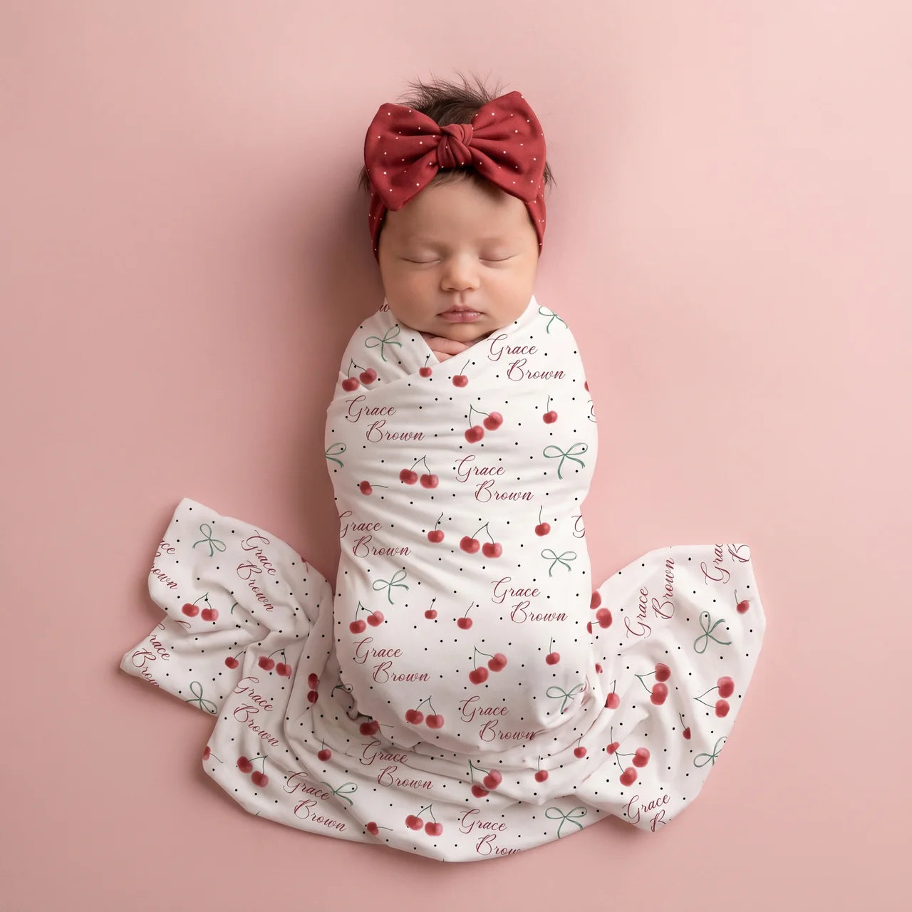 Personalized Bow Headband in Cherry
