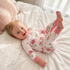 Personalized Baby Long-sleeved Snap Romper in Pink Lilys