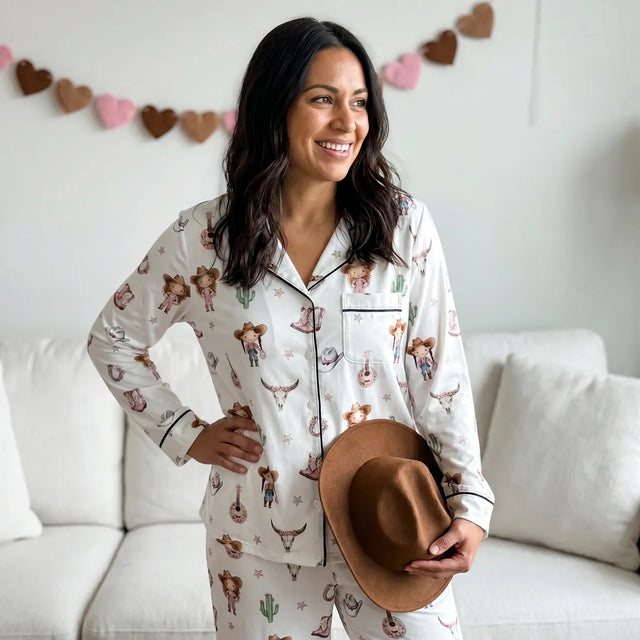 Long-sleeved Women's Pajama Set in Western Girl