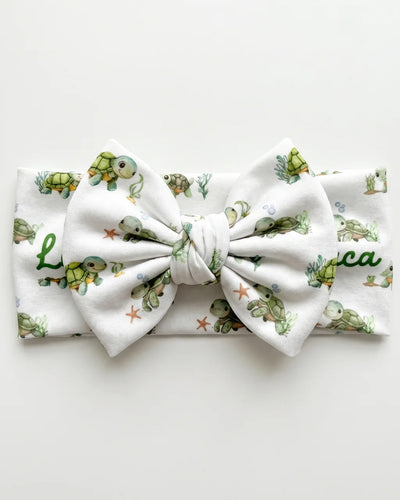 Personalized Bow Headband in Sea Turtle