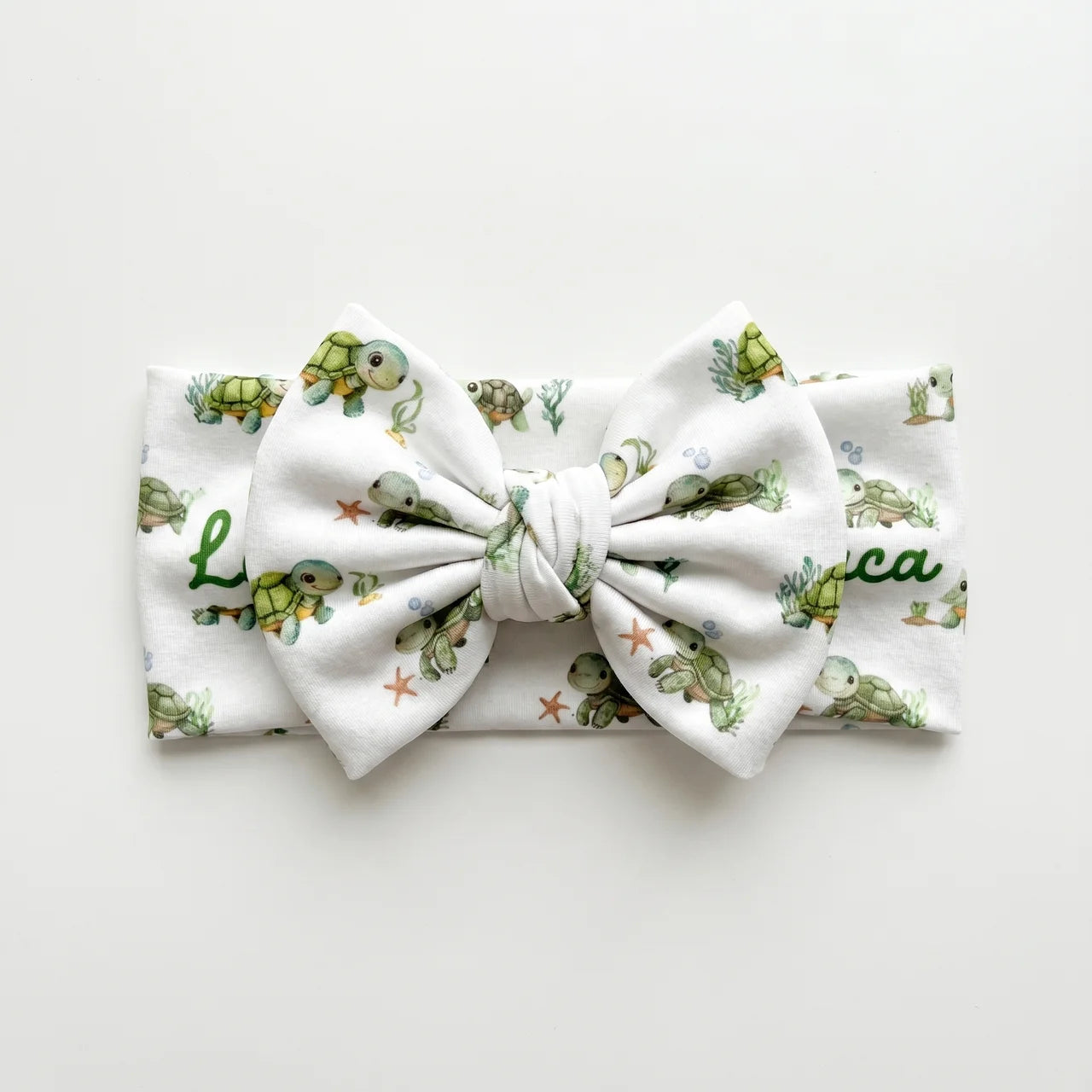Personalized Bow Headband in Sea Turtle