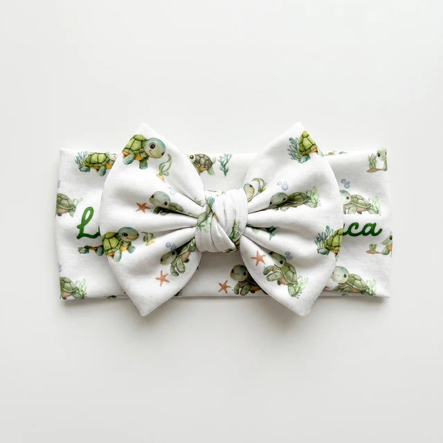 Personalized Bow Headband in Sea Turtle