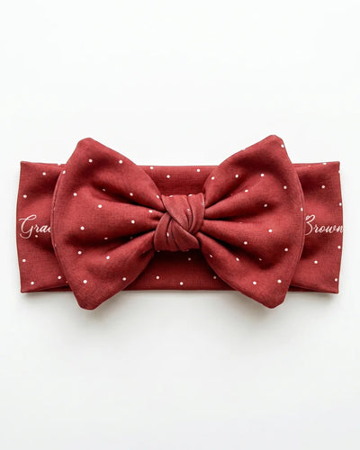 Personalized Bow Headband in Cherry
