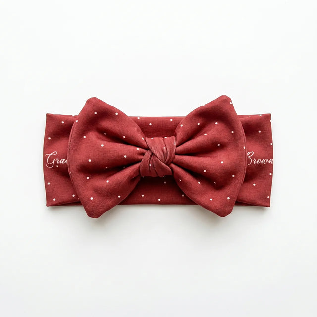 Personalized Bow Headband in Cherry