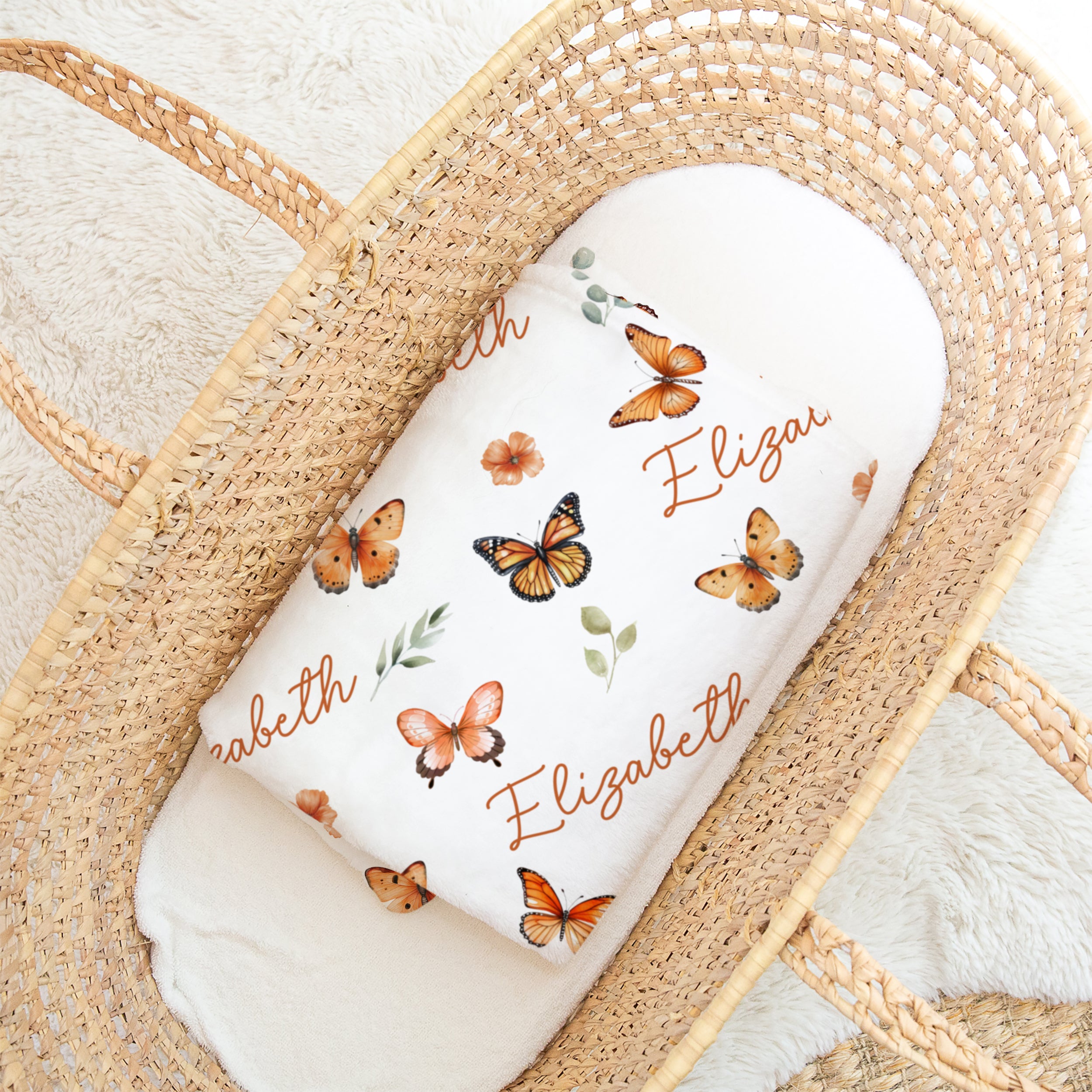 Personalized Blanket in Orange Butterfly