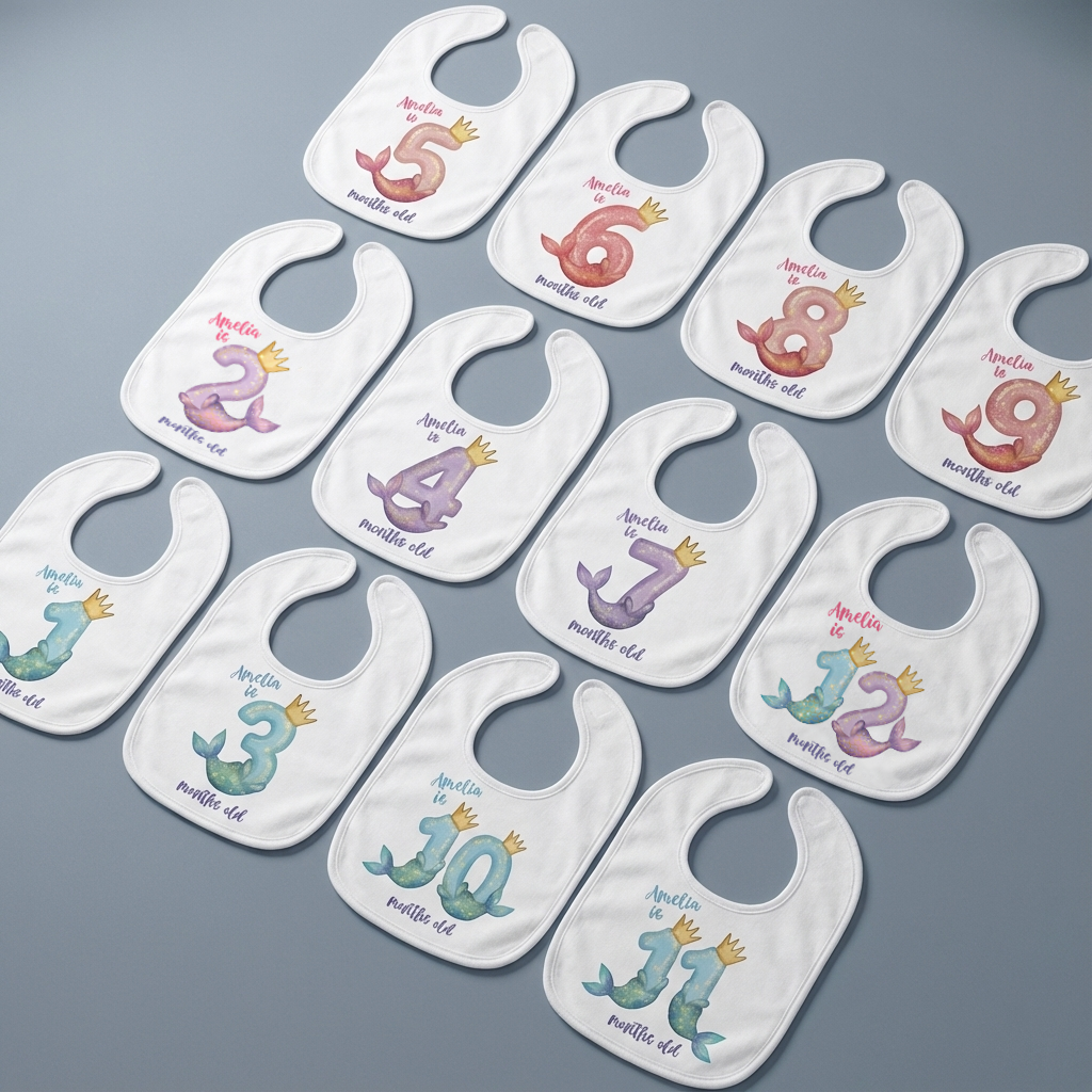 Personalized Milestone Bib in Little Mermaid