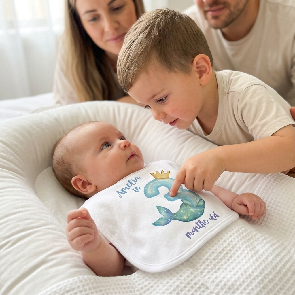 Personalized Milestone Bib in Little Mermaid