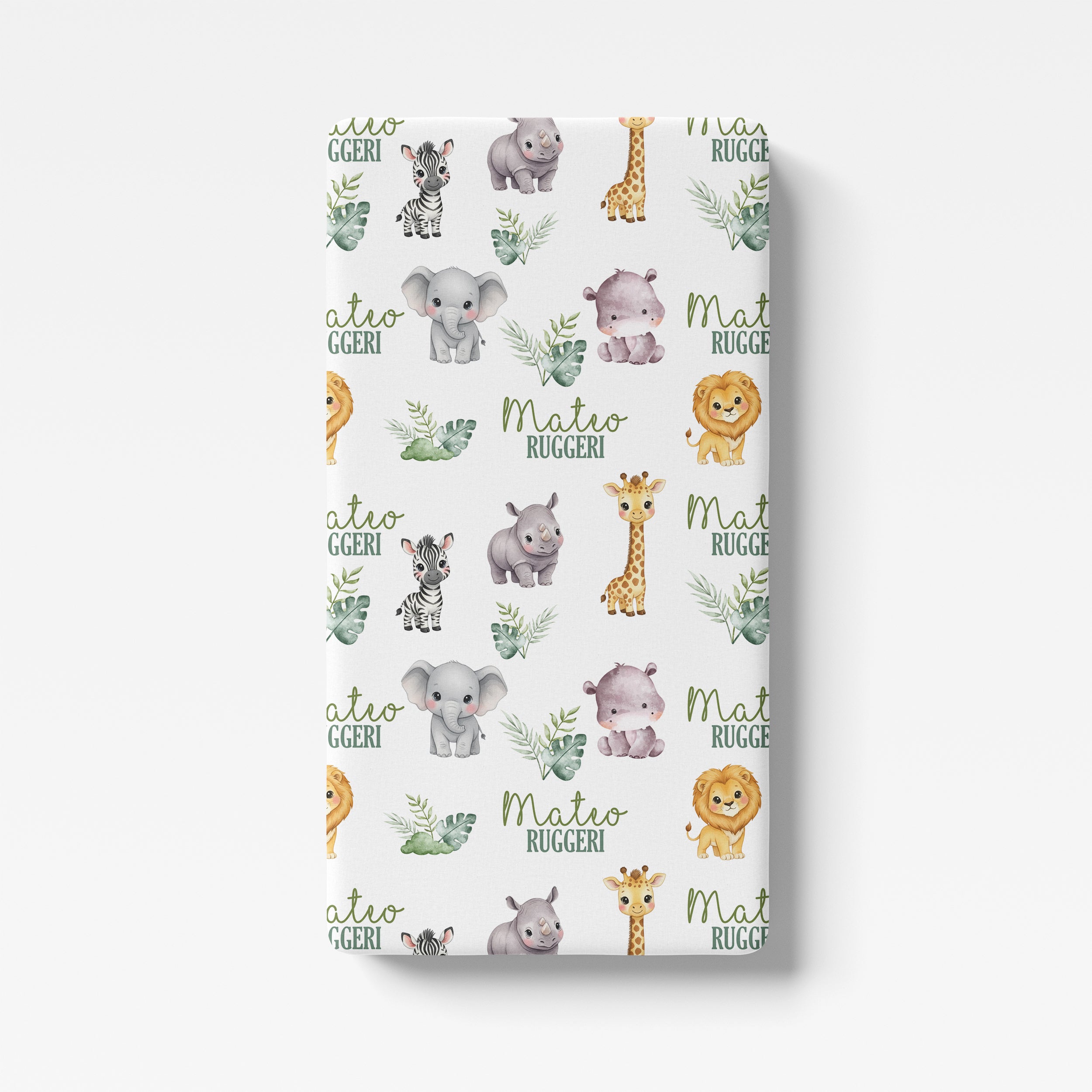 Personalized Crib Sheet in Safari Animal
