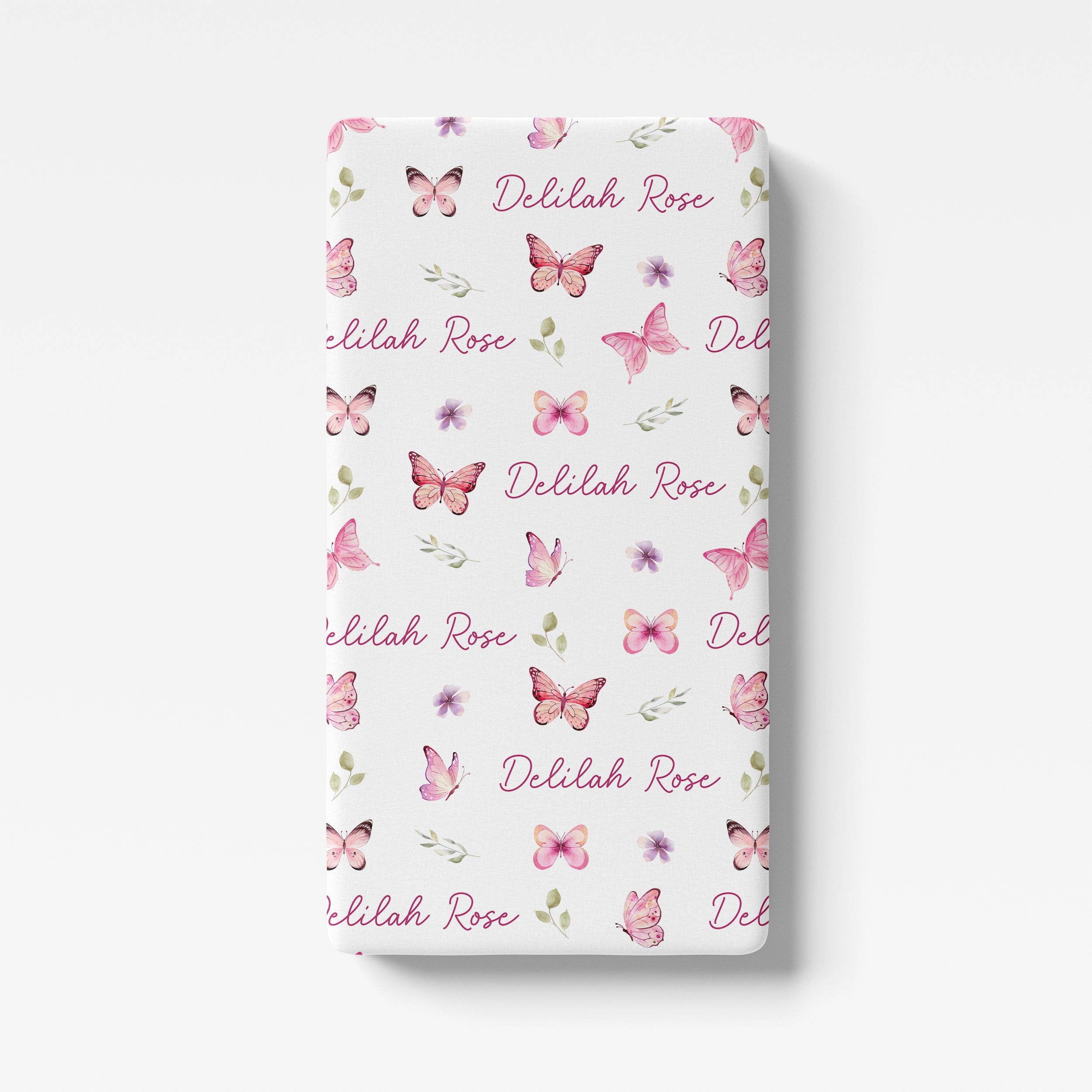 Personalized Crib Sheet in Pink Butterfly