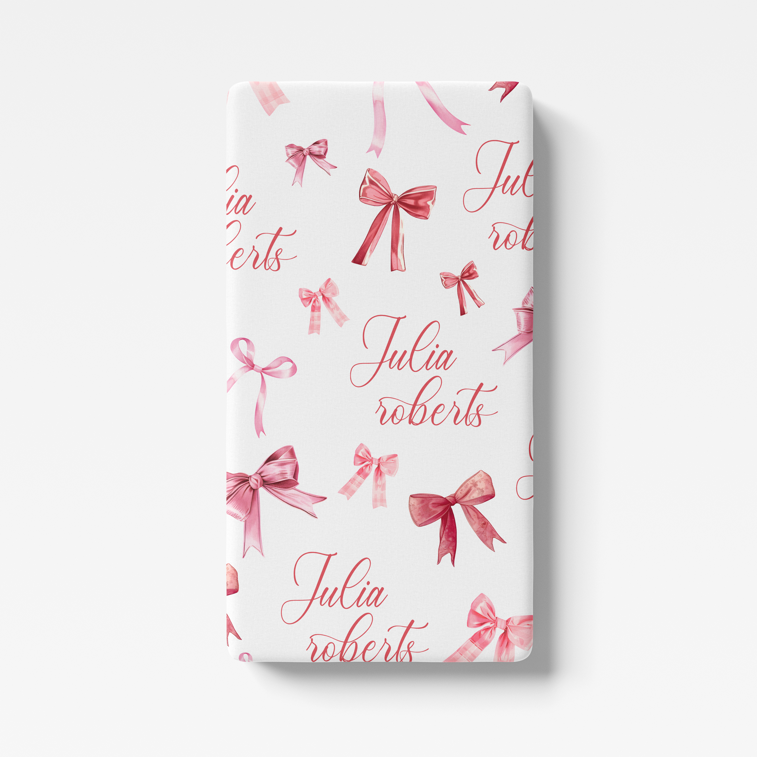 Personalized Crib Sheet in White Coquette Bow