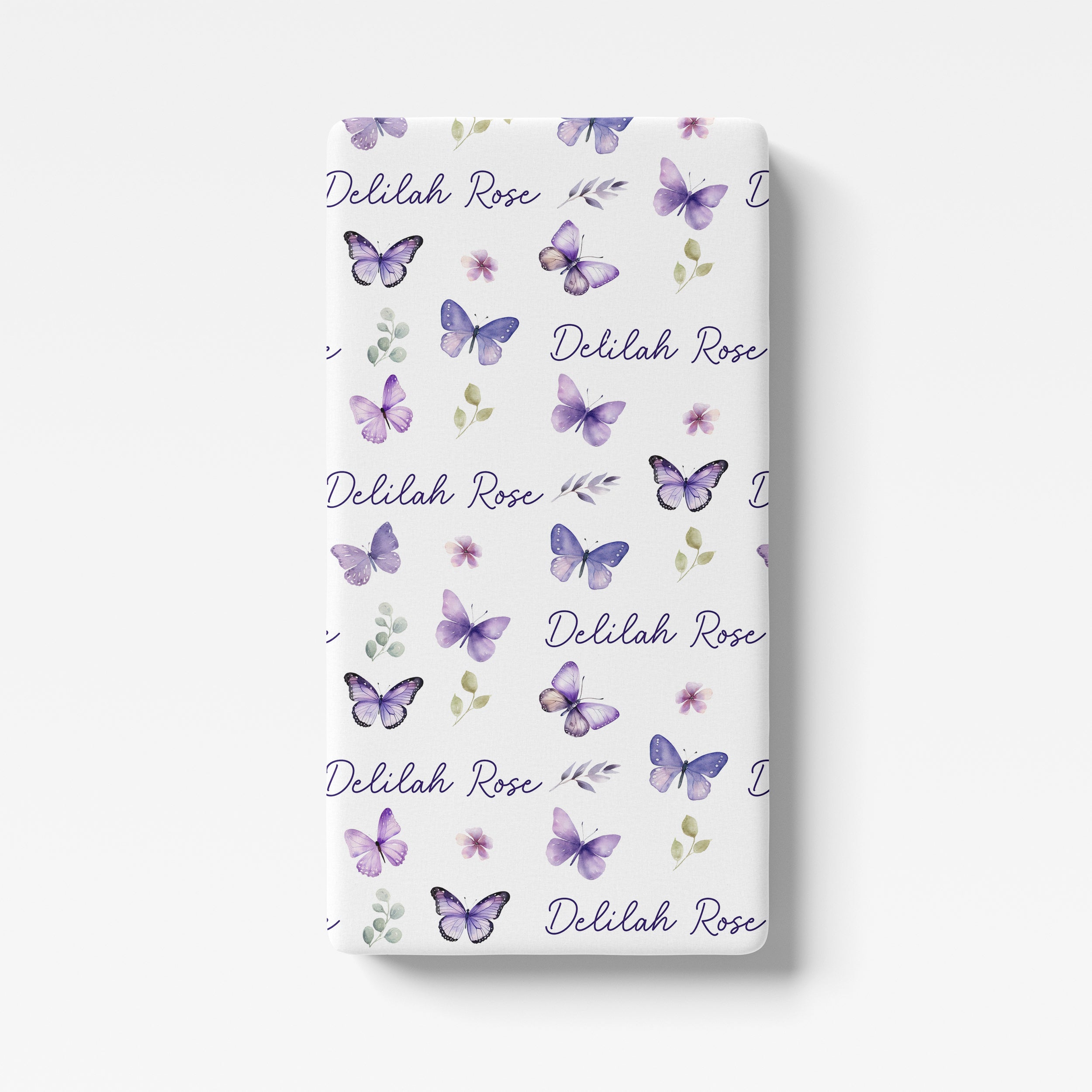 Personalized Crib Sheet in Purple Butterfly