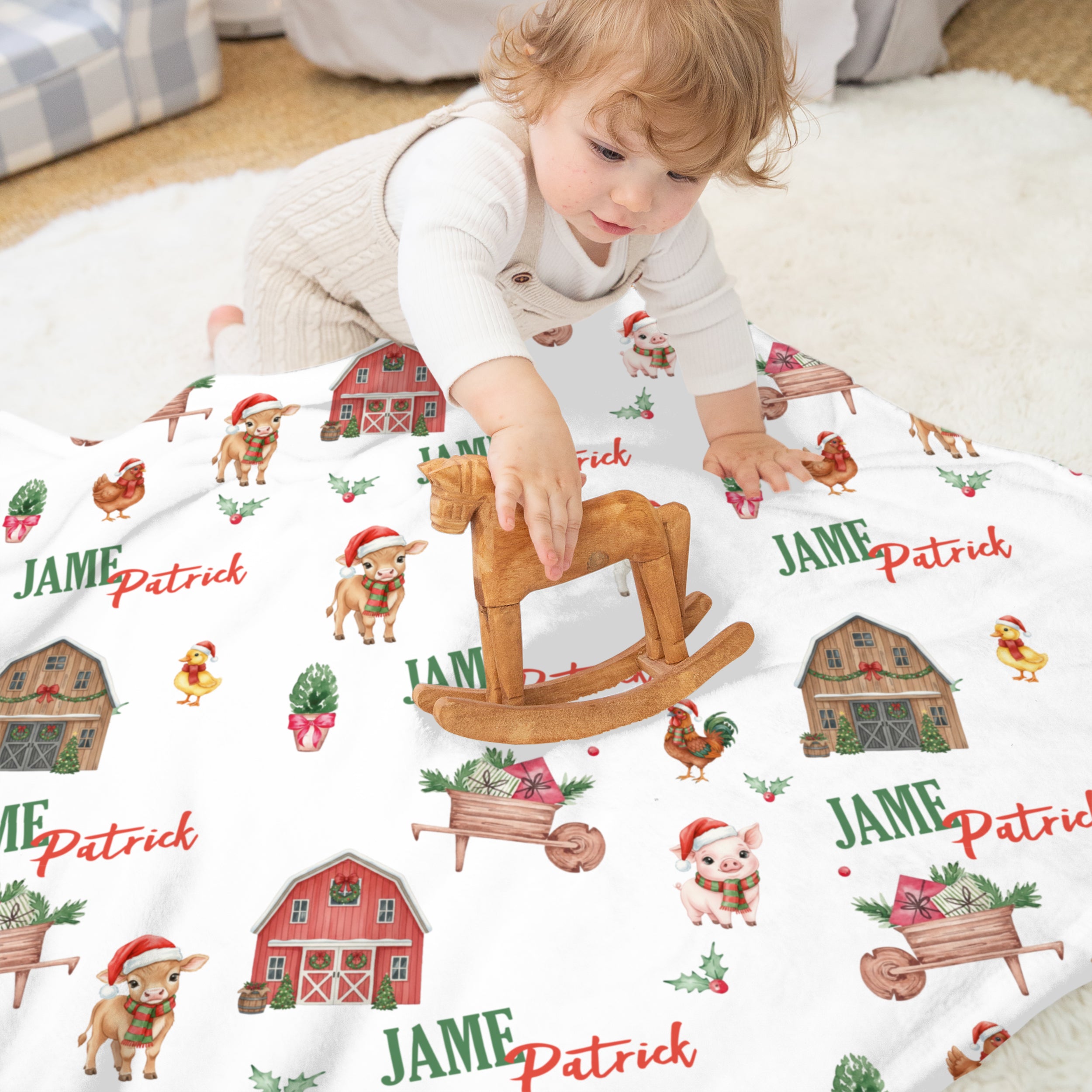 Personalized Blanket in Xmas Farm