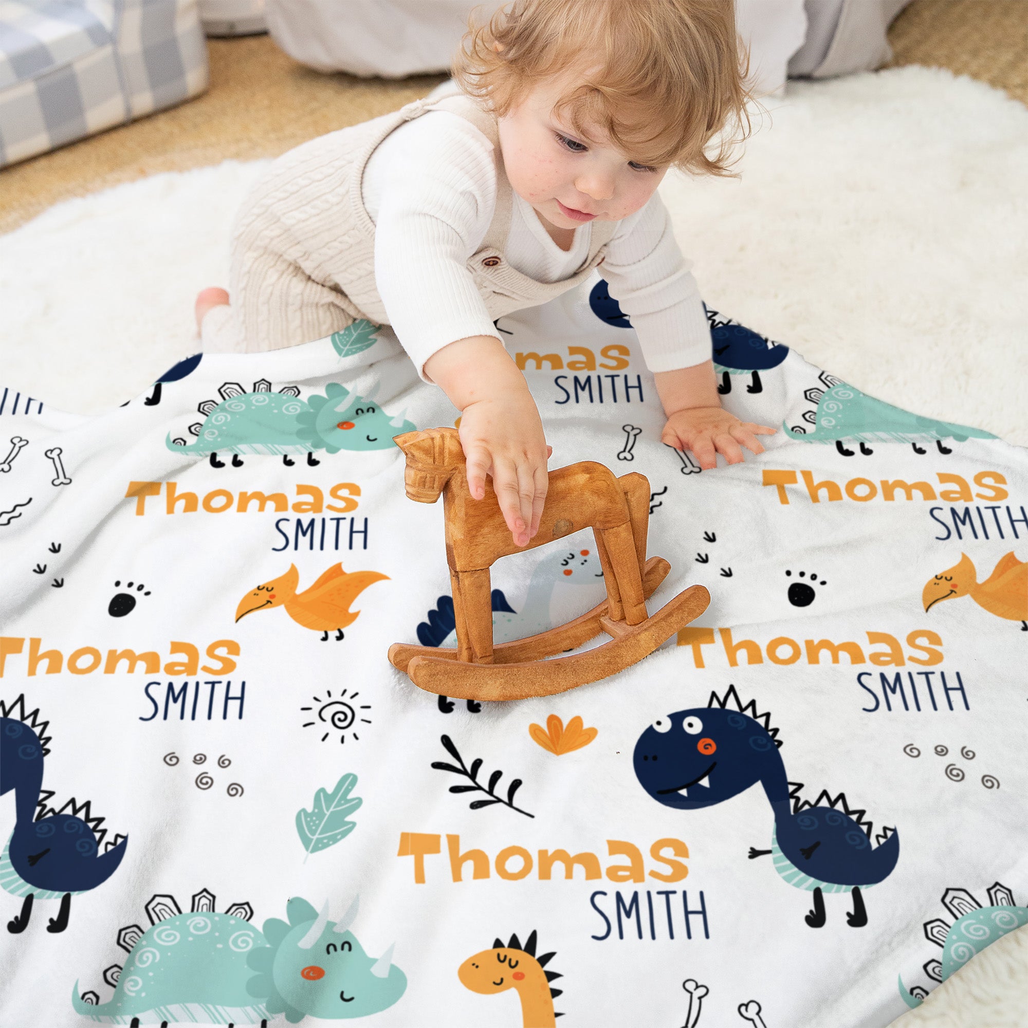 Personalized Blanket in Cute Dinosaur