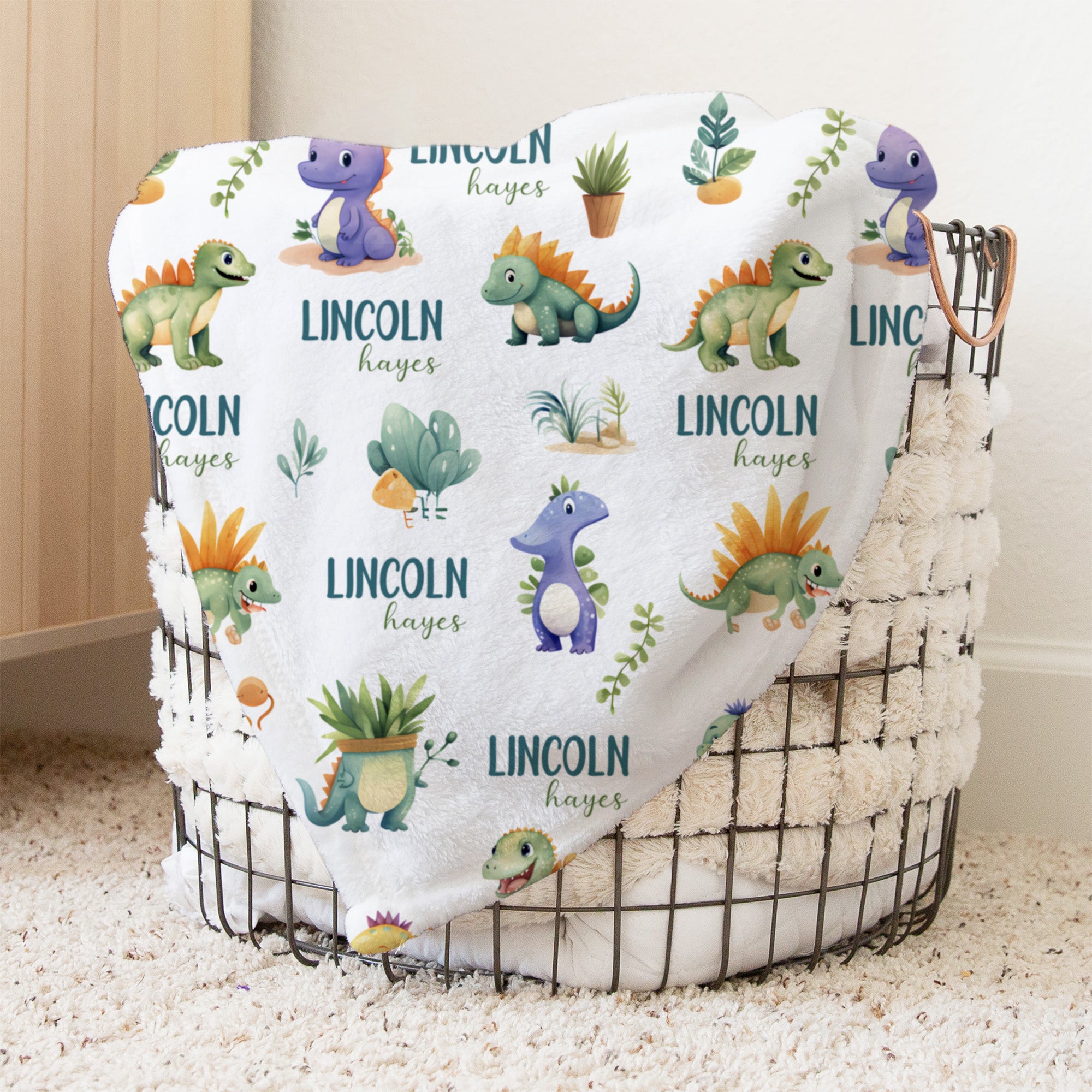 Personalized Blanket in Dinosaur Boy