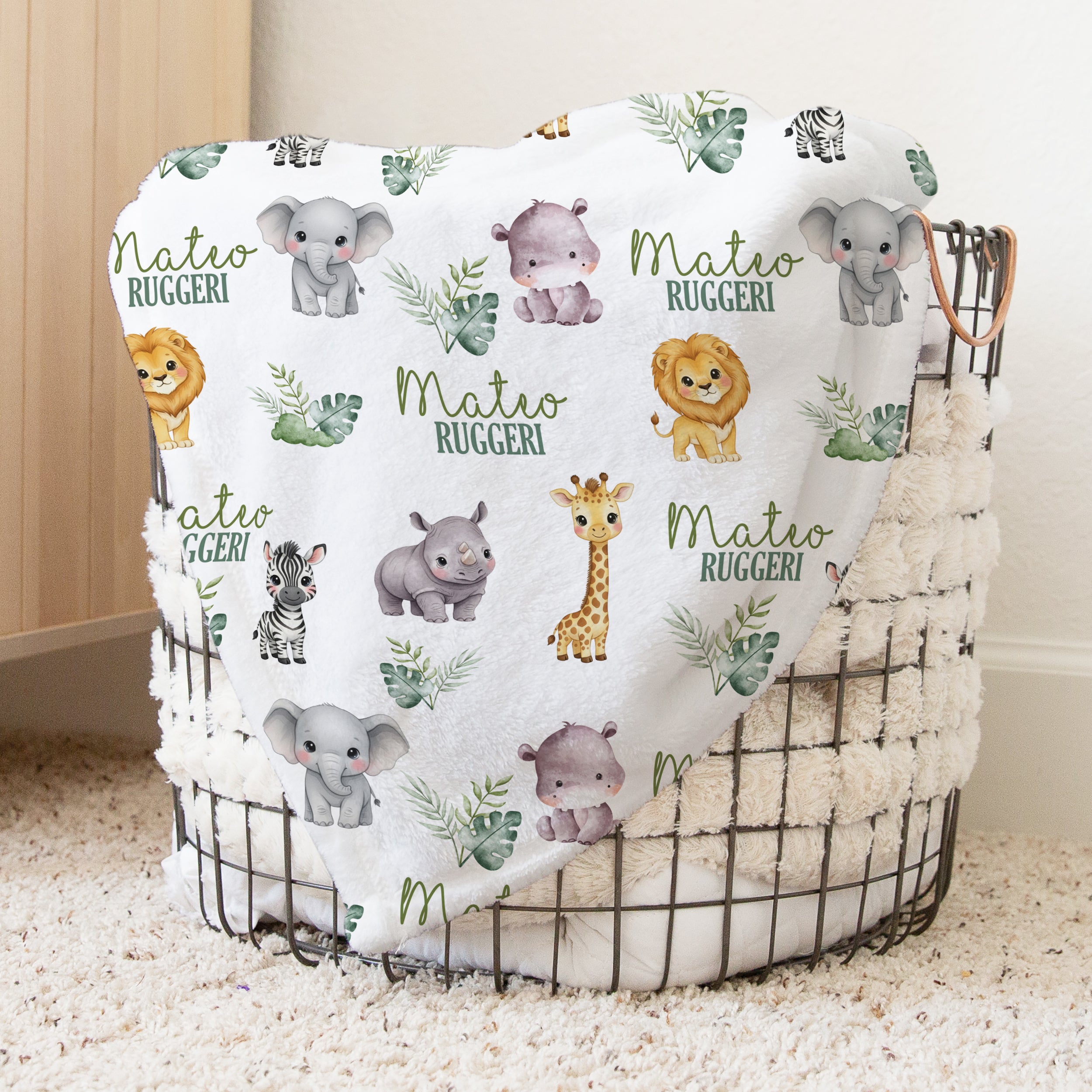 Personalized Blanket in Safari Animal