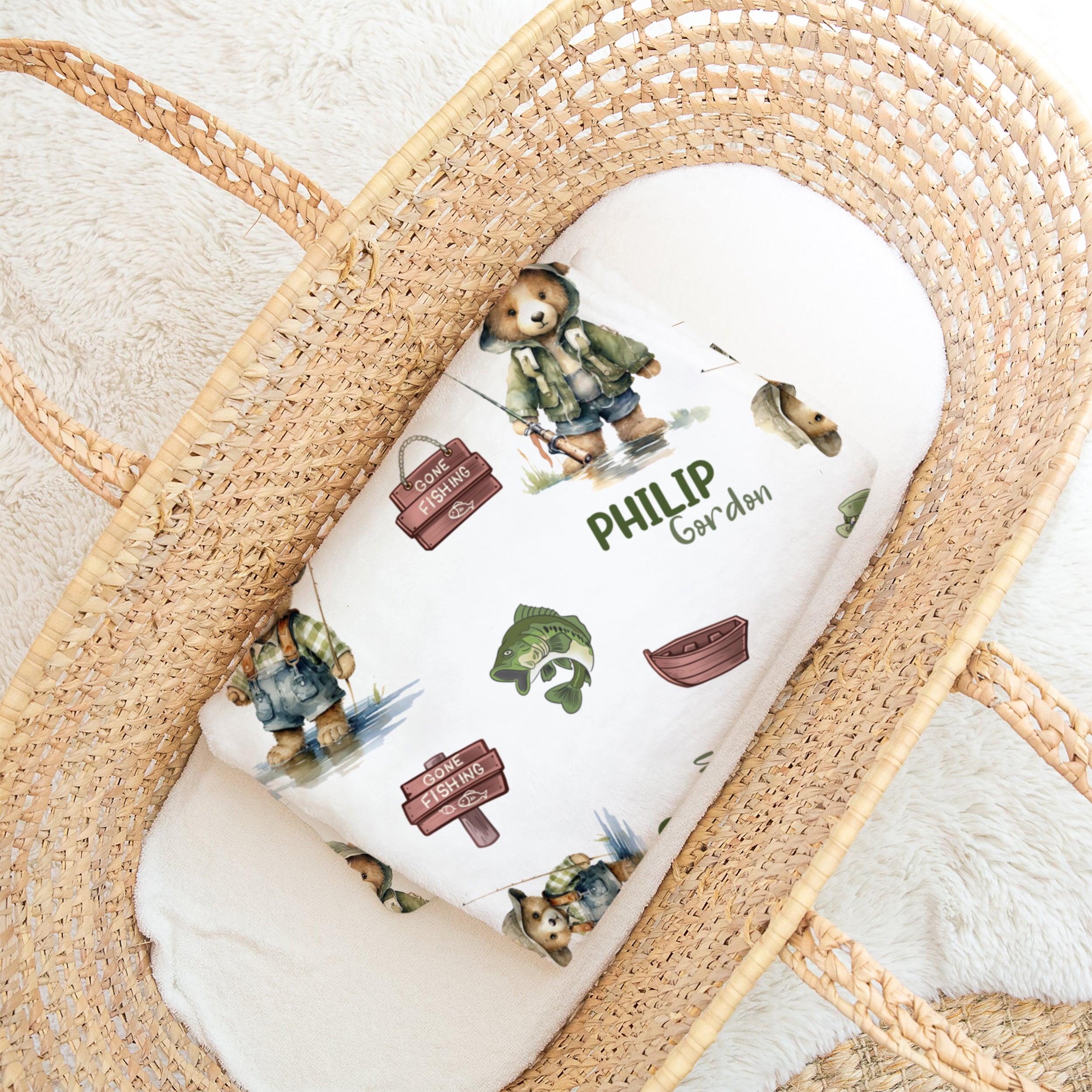 Personalized Blanket in Bear Fishing
