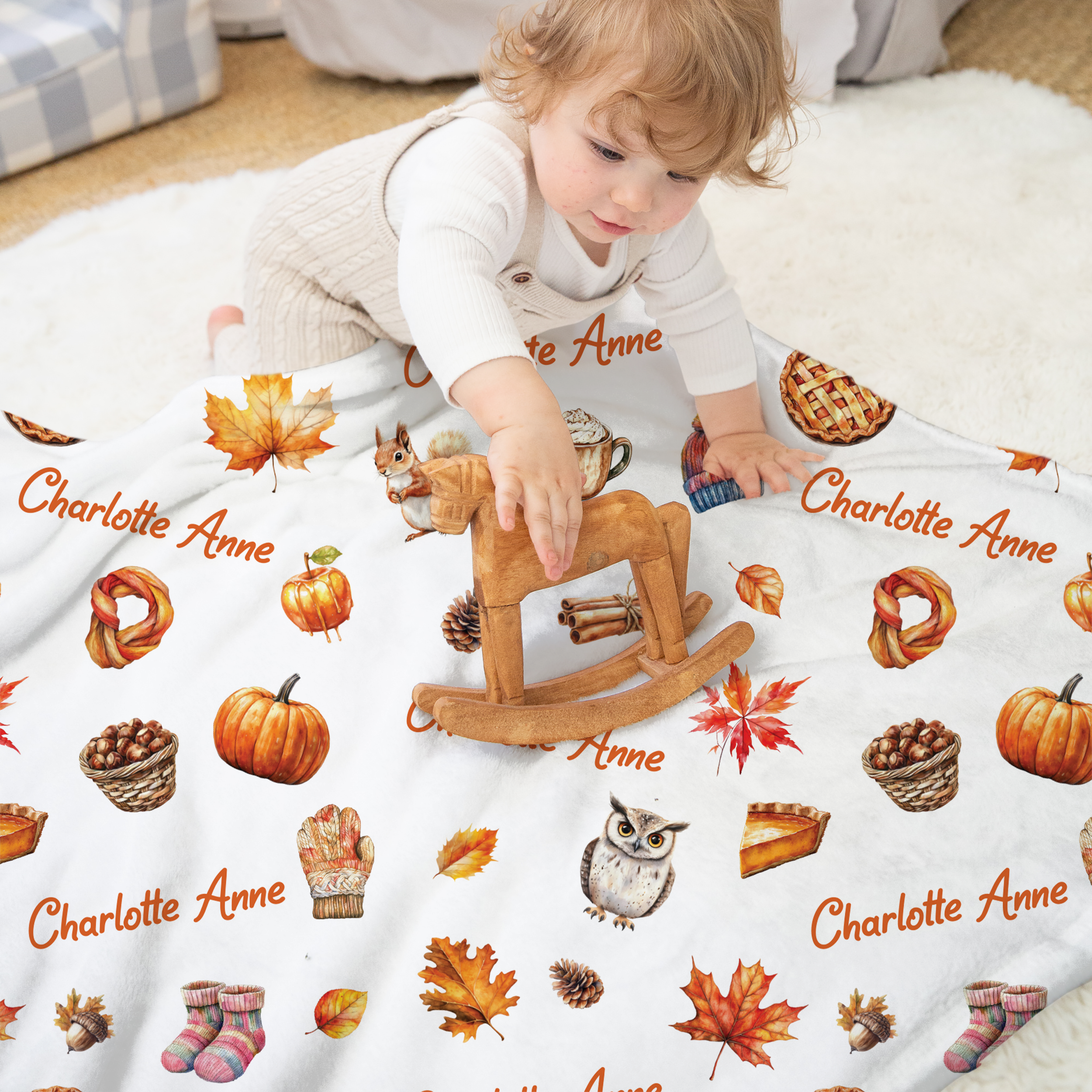 Personalized Blanket in Fall Cottage