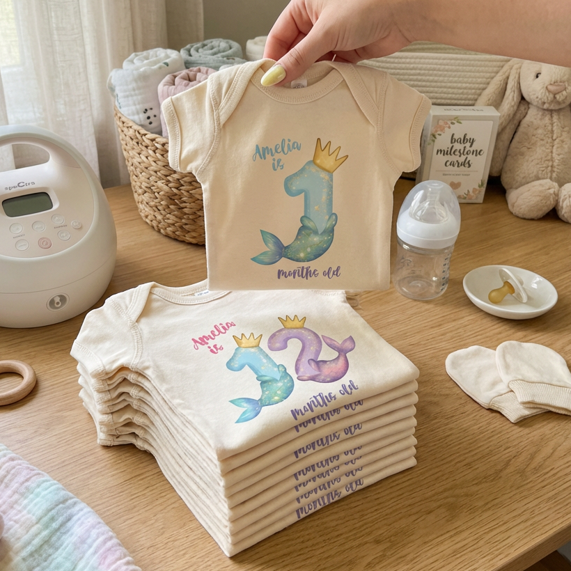 Personalized Milestone Bodysuit in Little Mermaid