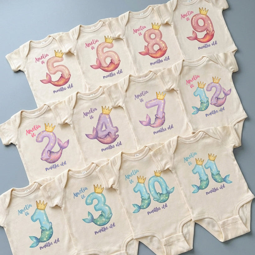 Personalized Milestone Bodysuit in Little Mermaid