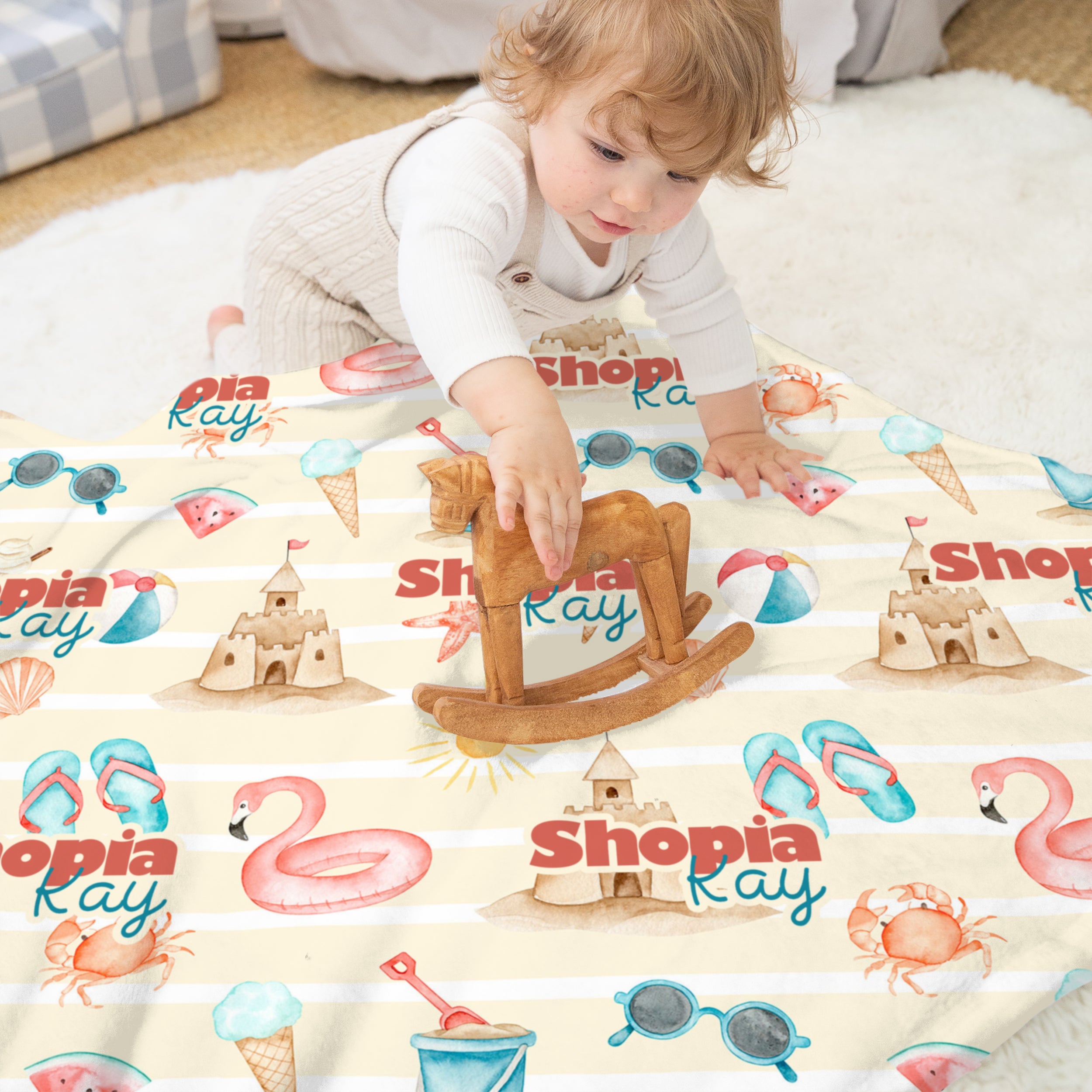Personalized Blanket in Summer Beach