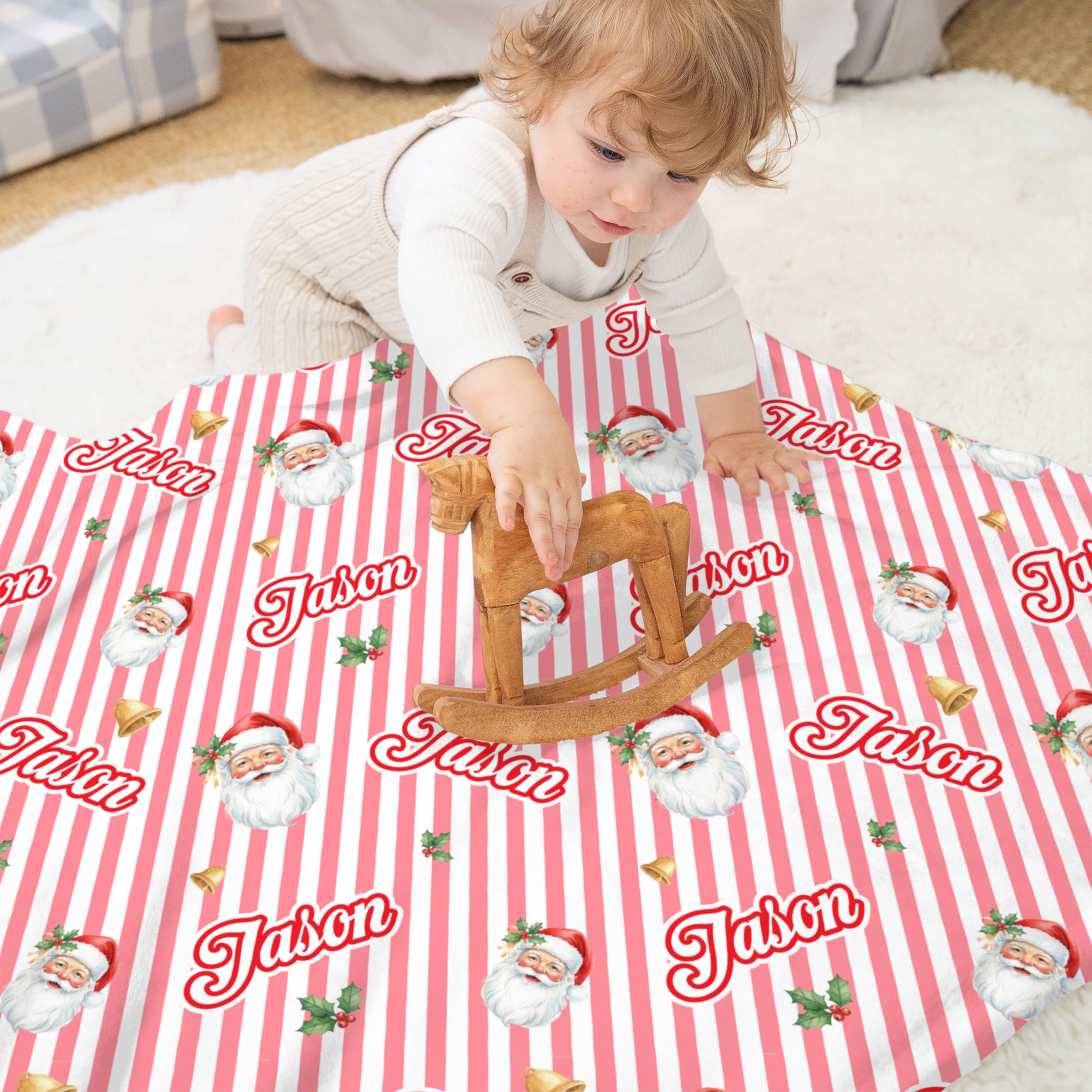 Personalized Blanket in Santa Baby