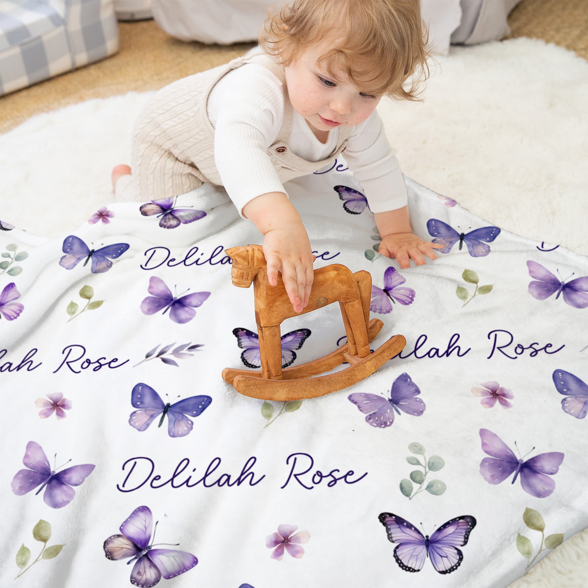 Personalized Blanket in Purple Butterfly