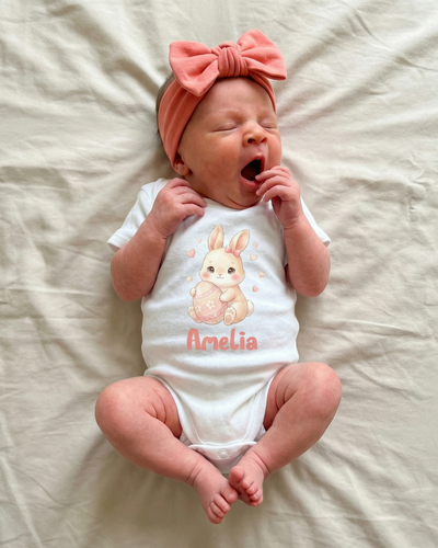 Personalized Graphic Bodysuit in Pink Easter Eggs