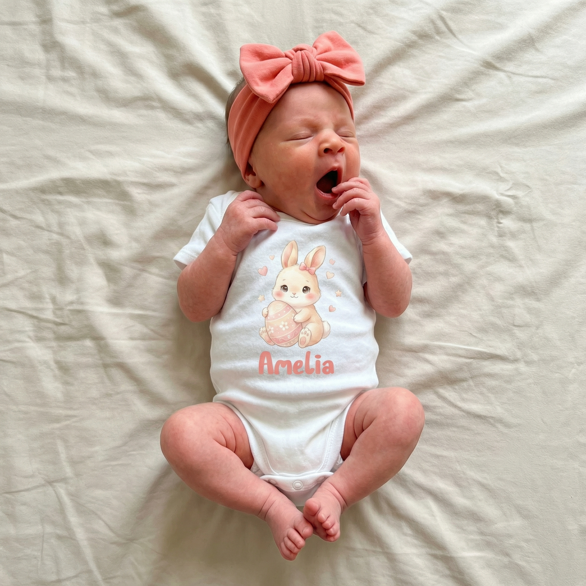 Personalized Graphic Bodysuit in Pink Easter Eggs