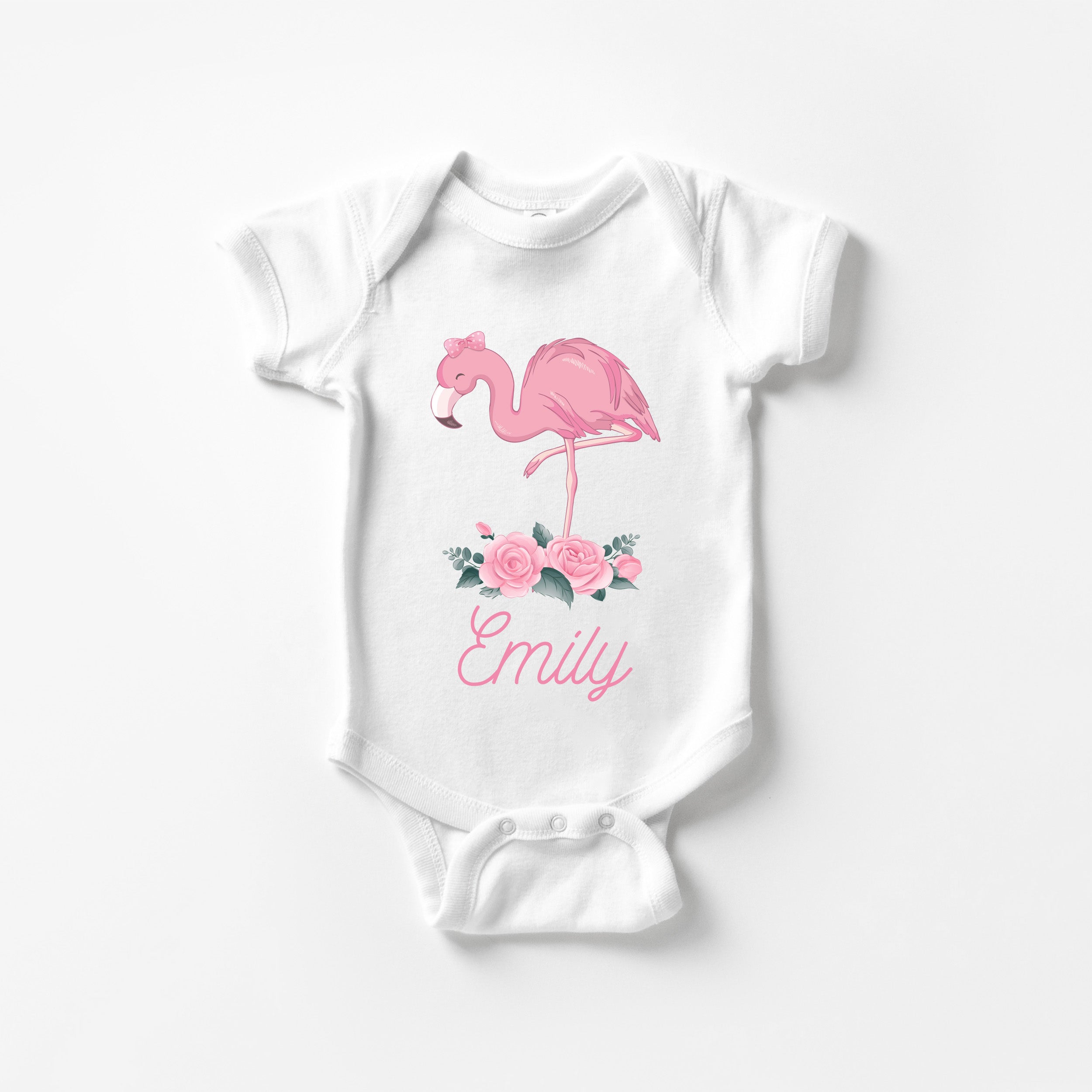 Personalized Graphic Bodysuit in Flamingo