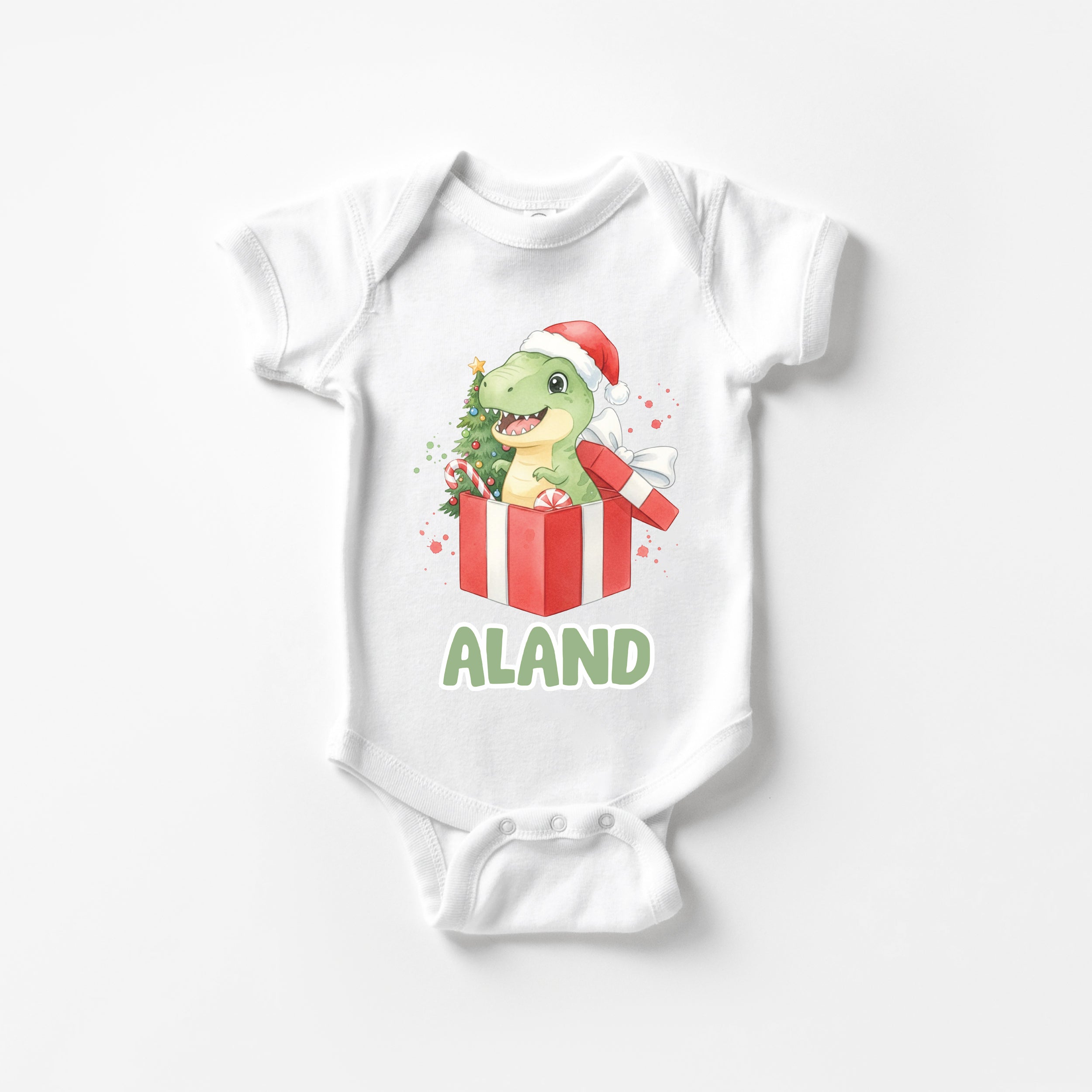 Personalized Graphic Bodysuit in Dinosaur's Christmas