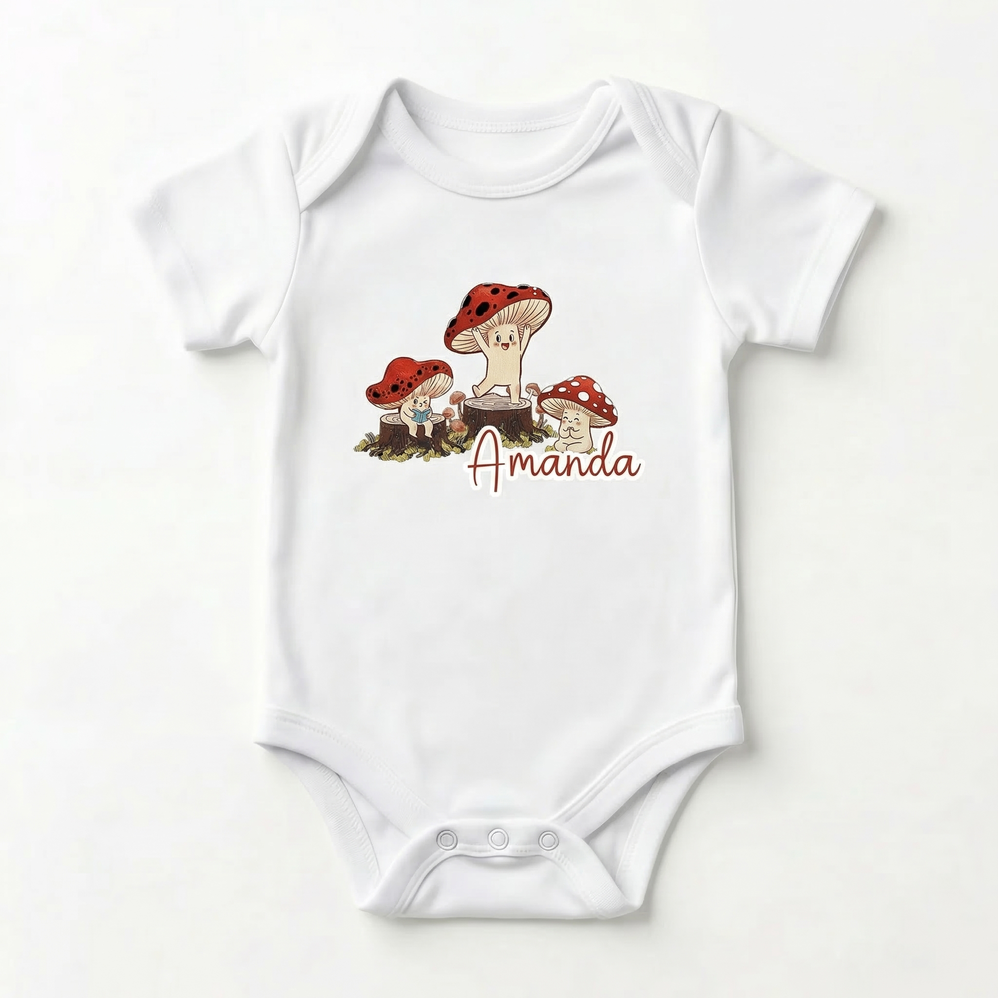 Personalized Graphic Bodysuit in Mushroom