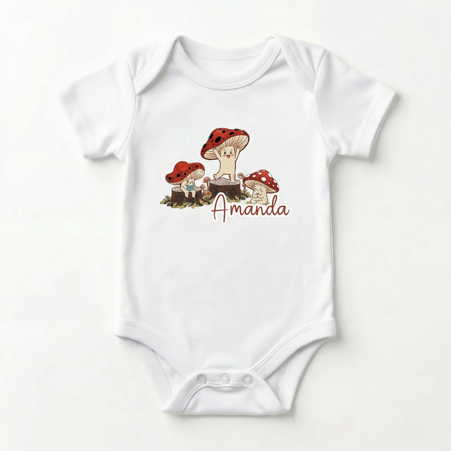 Personalized Graphic Bodysuit in Mushroom