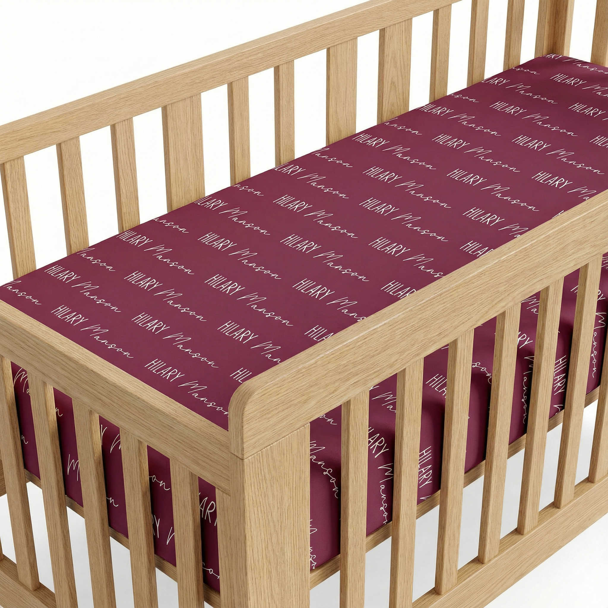 Personalized Crib Sheet Font Duo in Wine