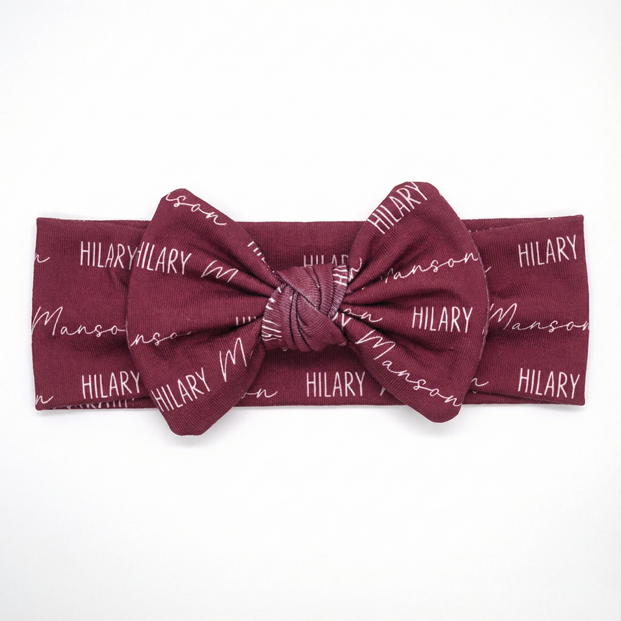 Personalized Bow Headband Font Duo in Wine