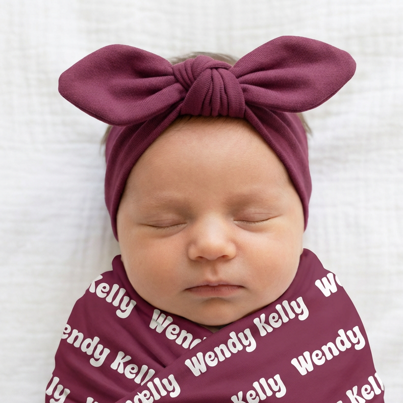 Personalized Knotted Headband in Wine