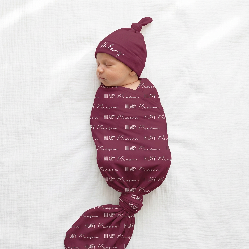 Personalized Swaddle Font Duo in Wine