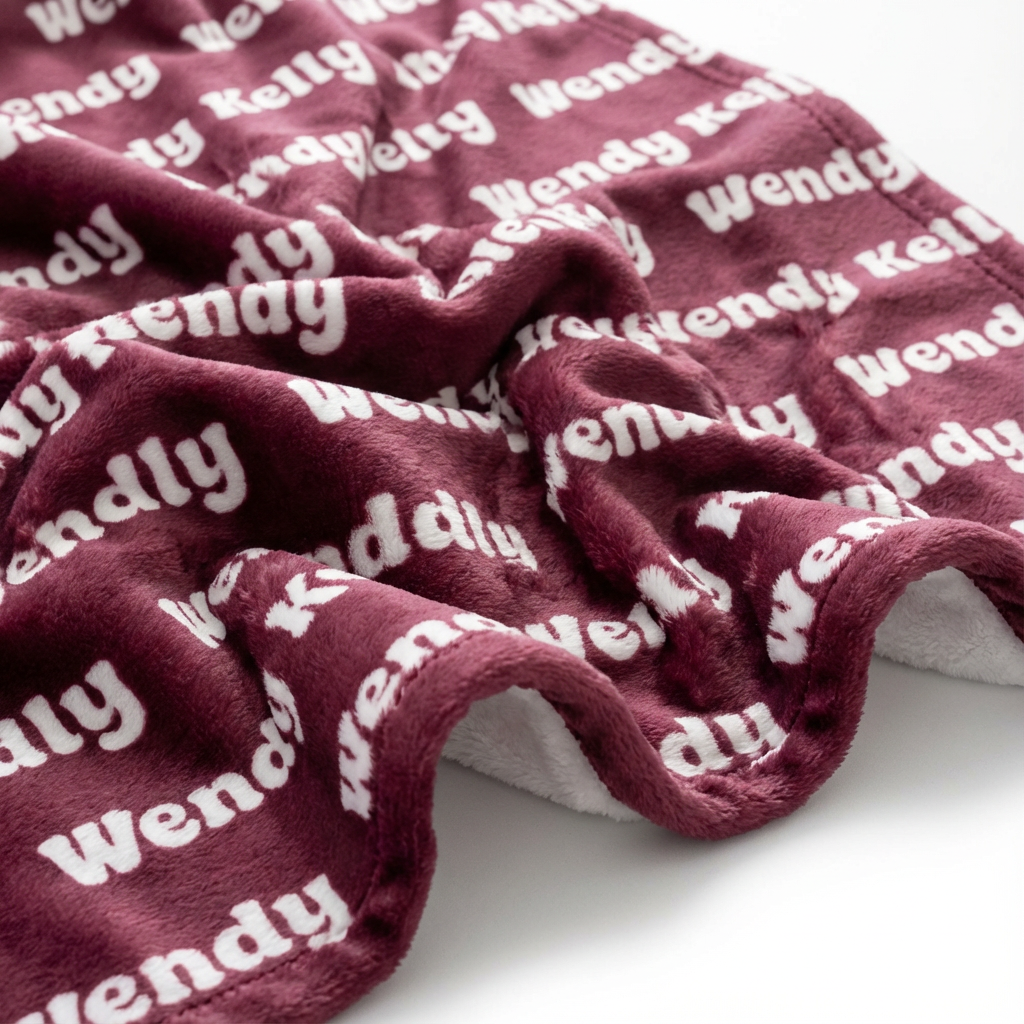Personalized Minky Blanket Bubble Font in Wine