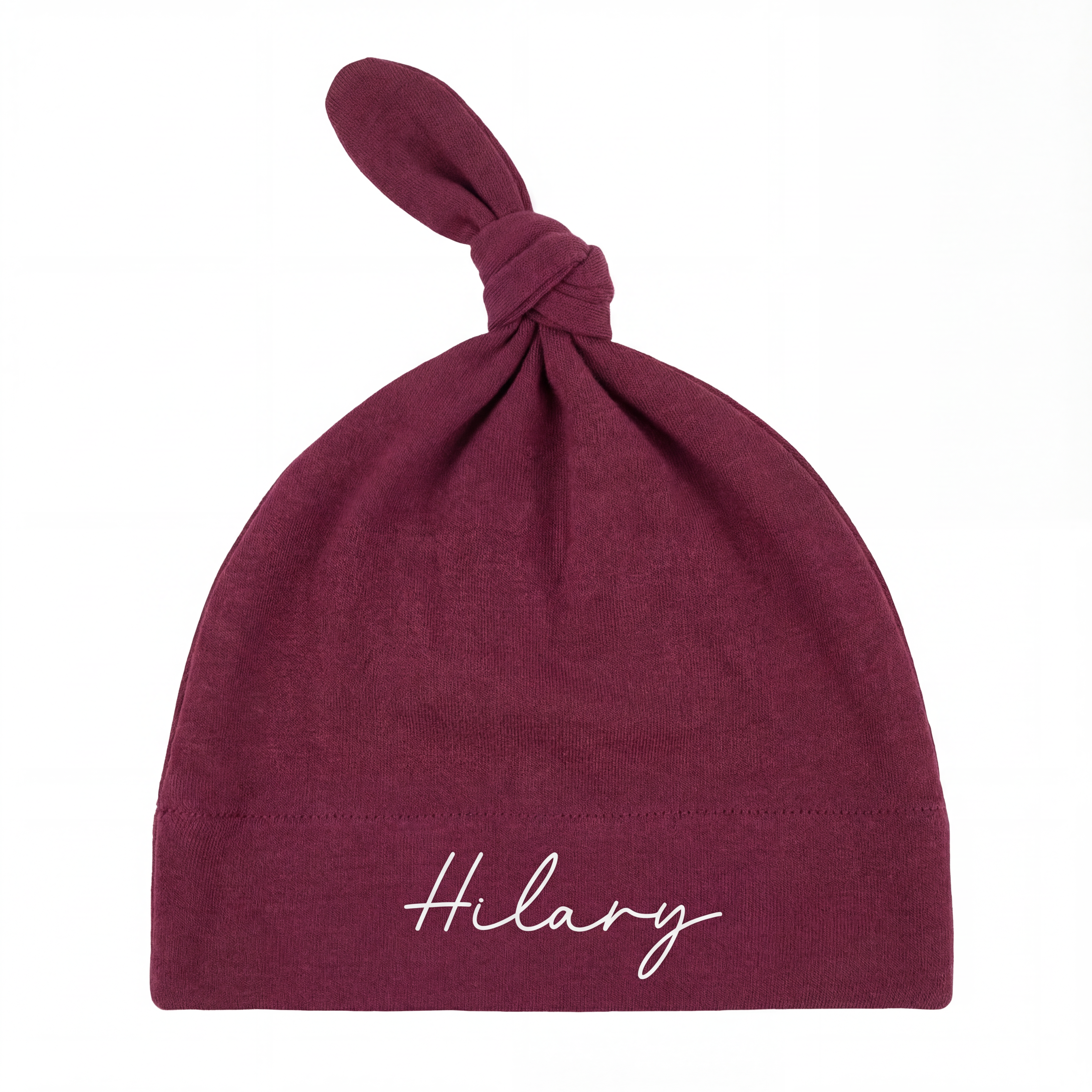 Personalized Knotted Hat in Wine