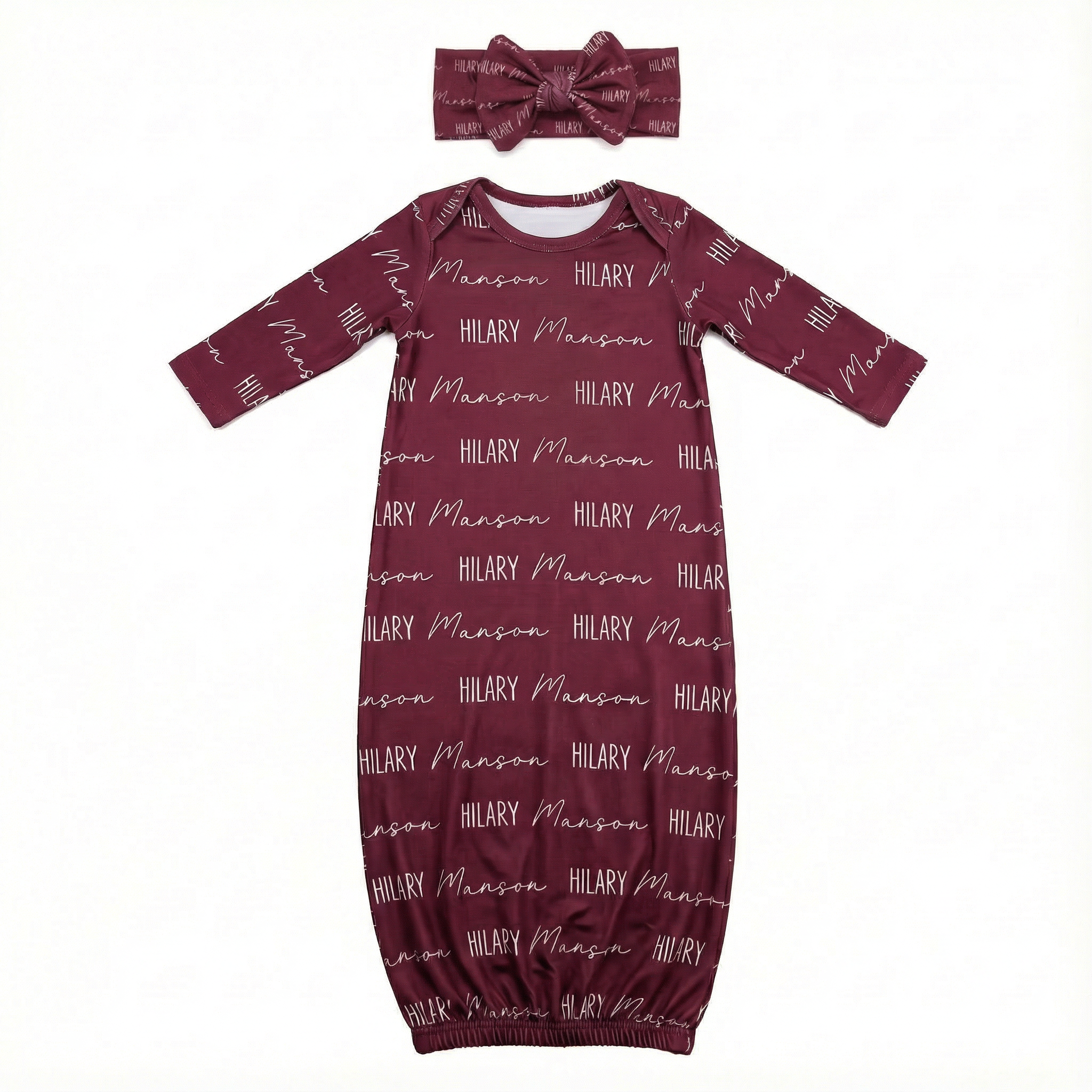 Personalized Sleep Gown Font Duo in Wine