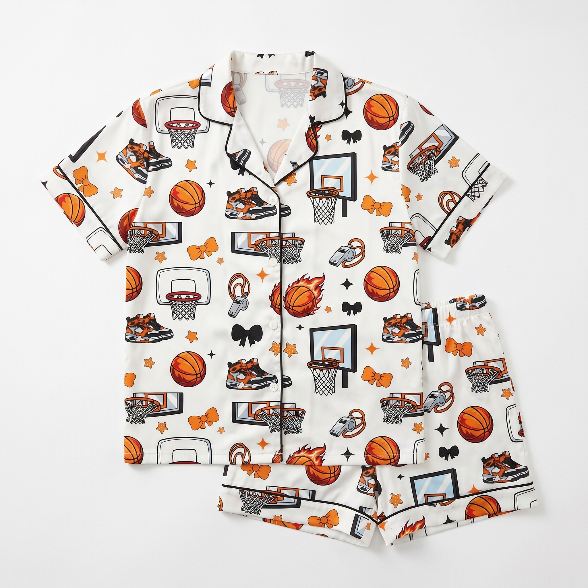 Short-sleeved Women's Pajama Set in Basketball
