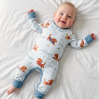 Personalized Long-sleeved Snap Romper in Winter Wag
