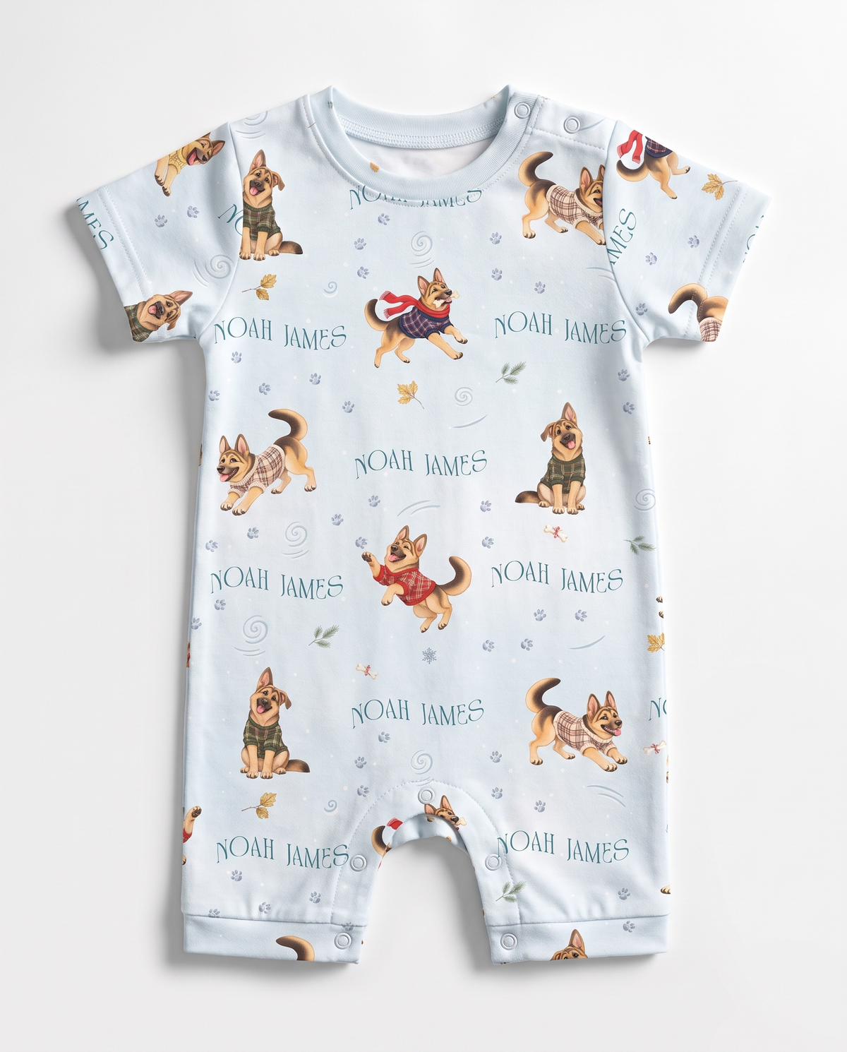 Personalized Snap Romper in Winter Wag